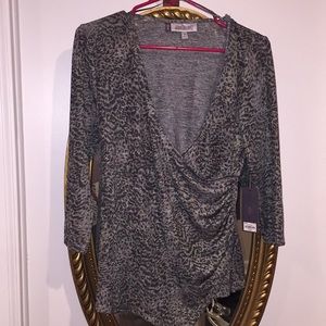 Jennifer Lopez Grey Leopard Quarter Sleeve Blouse